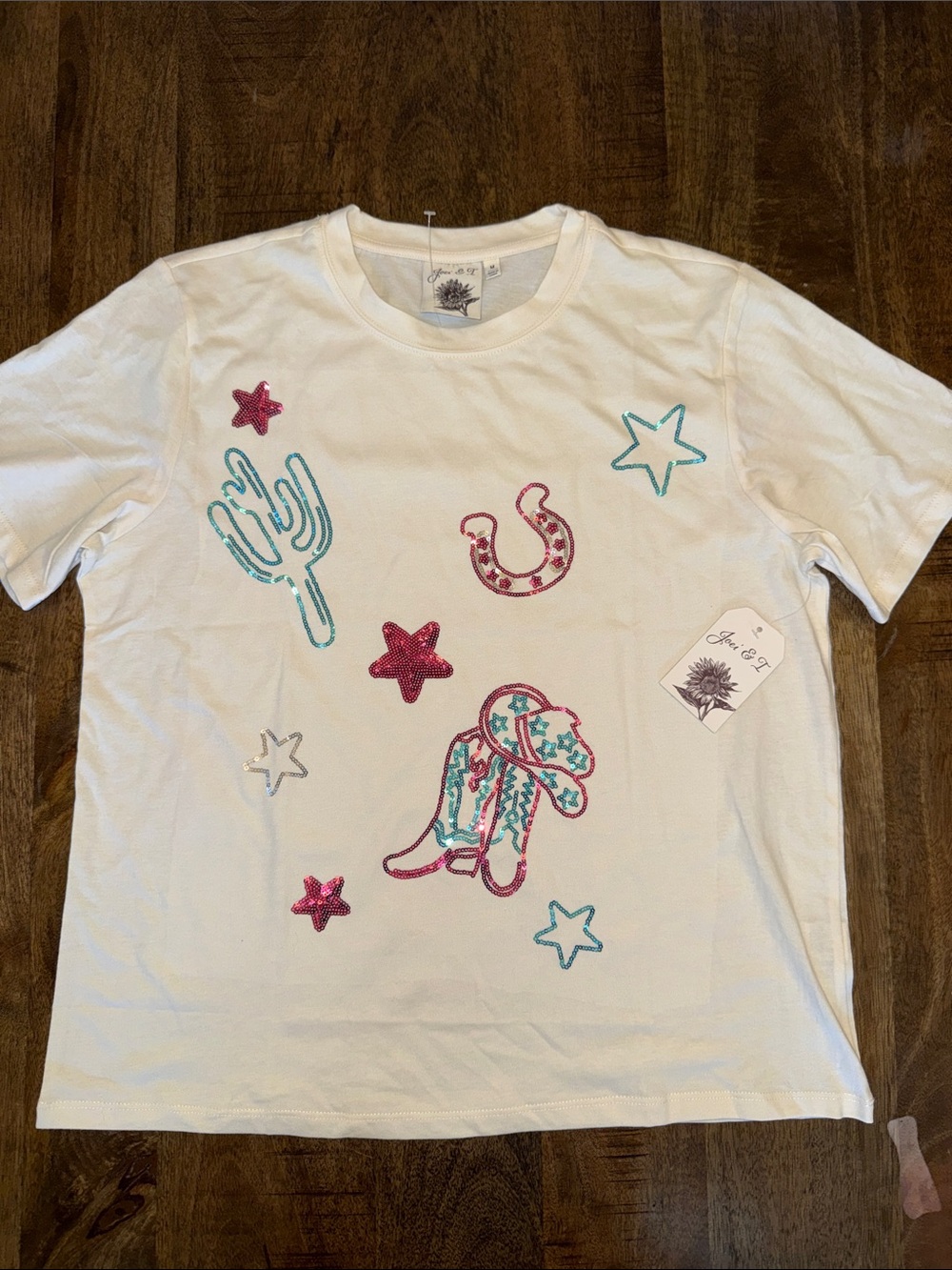 Creme Sequin Western Graphic Tee